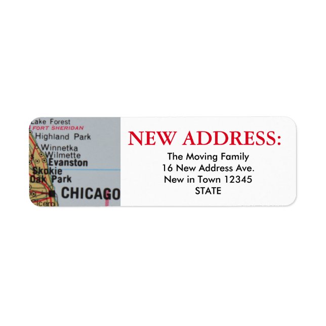 Chicago Ny adress Label Returadress Etikett (Framsidan)