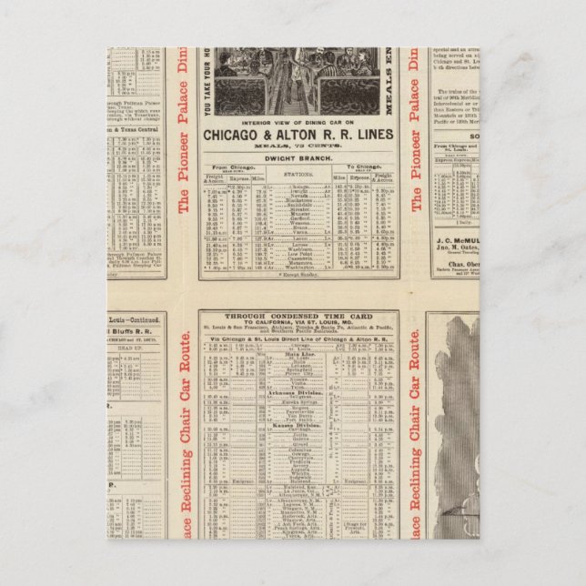 Chicago och Alton Railroad 3 Vykort (Framsida)