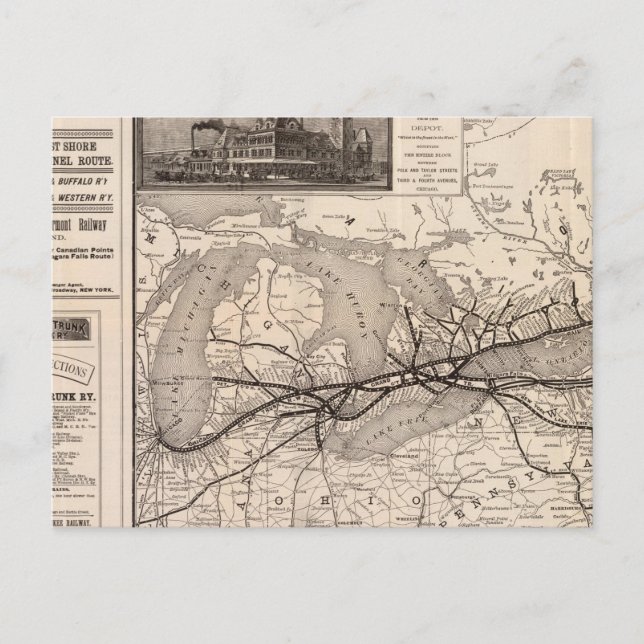 Chicago och Grand Trunk Railway Vykort (Framsida)