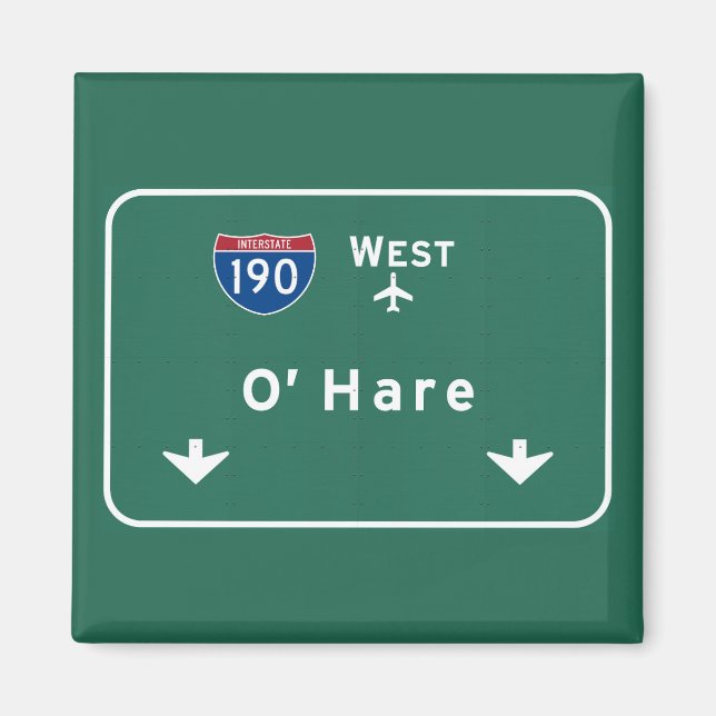 Chicago O'Hare Airport I-190 W Interstate Illinois Magnet (Framsidan)