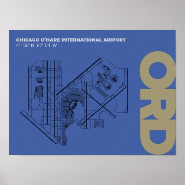 Chicago O'Hare Airport (ORD) Diagram Poster (Framsidan)