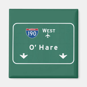 Chicago O'Hare flygplats I-190 W Interstate Magnet