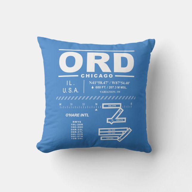 Chicago O'Hare International Airport ORD Kudde (Framsida)