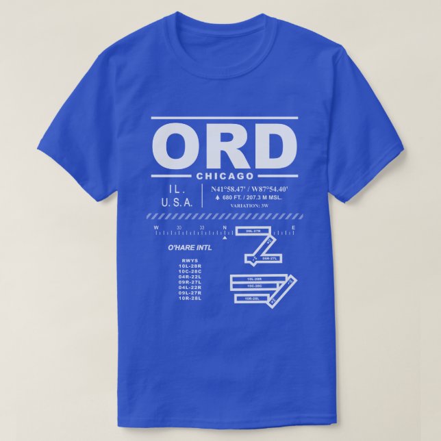 Chicago O'Hare Internationell Airport ORD T-Shirt (Design framsida)