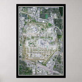 Chicago O'Hare Intl Airport Illinois Satellite Kar Poster