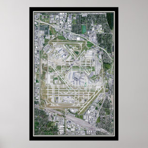 Chicago O'Hare Intl Airport Illinois Satellite Kar Poster
