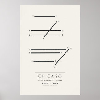 Chicago O'Hare ORD Landningsbanekarta Affisch | Mi
