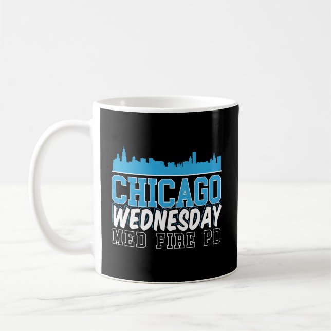 Chicago Onsdag Med Fire Pd Chicago Skyline Kaffemugg (Vänster)