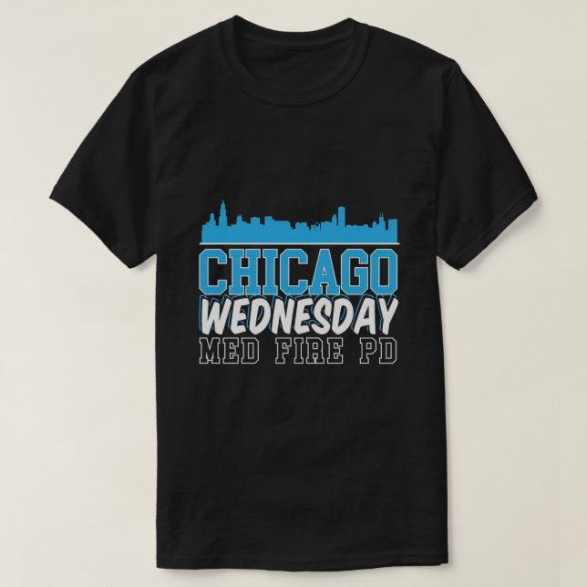 Chicago Onsdag Med Fire PD T Shirt (Design framsida)