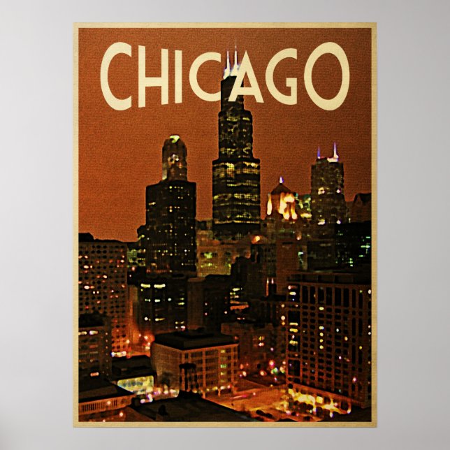 Chicago på natten poster (Framsidan)
