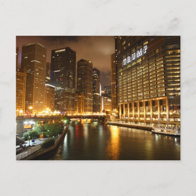 Chicago på natten vykort (Framsida)