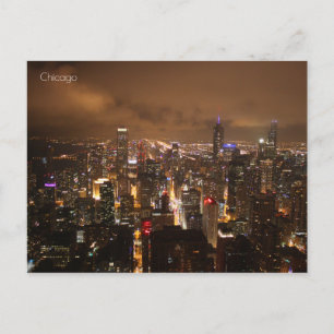 Chicago på natten vykort