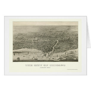 Chicago panorama- karta för IL - 1860 Hälsningskort
