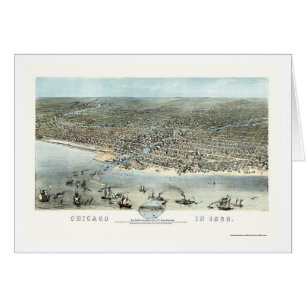 Chicago panorama- karta för IL - 1868 Hälsningskort