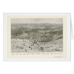 Chicago panorama- karta för IL - 1871 Hälsningskort