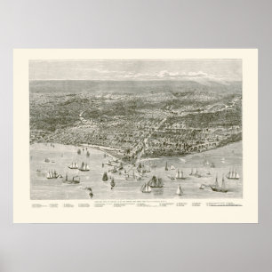 Chicago panorama- karta för IL - 1871 Poster