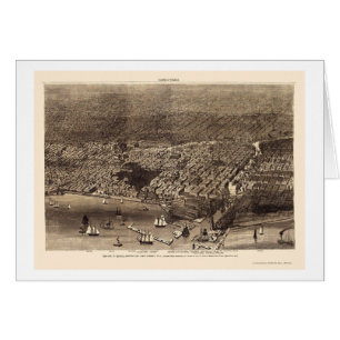 Chicago panorama- karta för IL - 1874 Hälsningskort