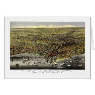 Chicago panorama- karta för IL - 1874 Hälsningskort