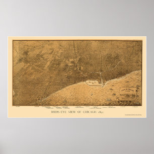 Chicago panorama- karta för IL - 1892a Poster