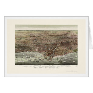Chicago panorama- karta för IL - 1892b Hälsningskort