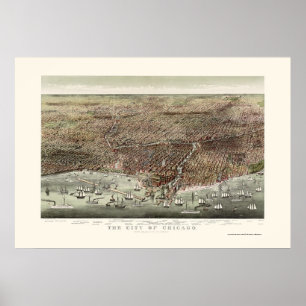 Chicago panorama- karta för IL - 1892b Poster
