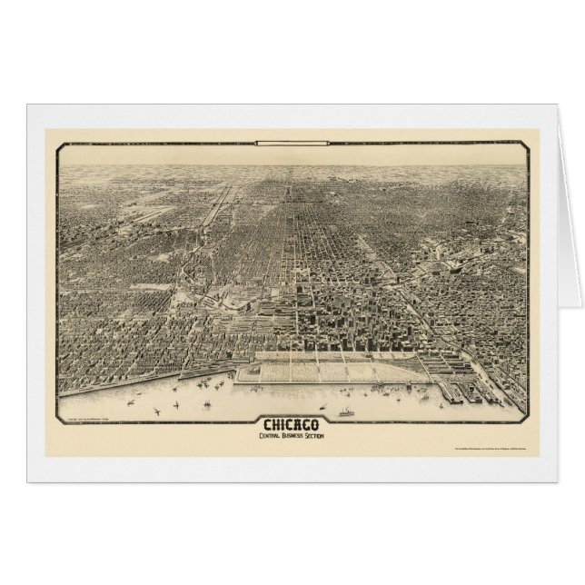 Chicago panorama- karta för IL - 1916 Hälsningskort (Framsidan Horizontal)