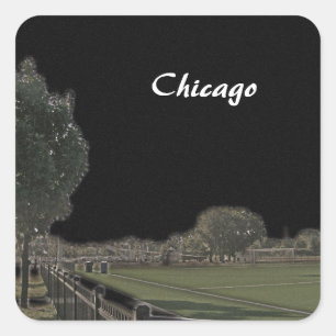 Chicago Park Blackened Himmel Fyrkantigt Klistermärke