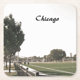 Chicago Park i sepia toner Underlägg Papper Kvadrat