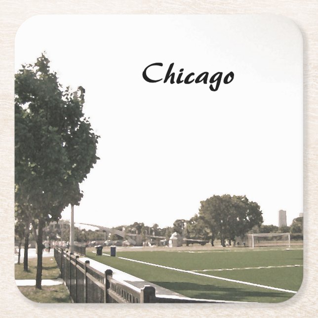 Chicago Park In Sepia Tones Underlägg Papper Kvadrat (Framsidan)