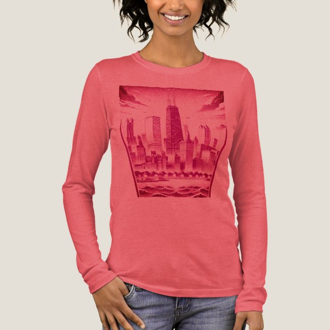 CHICAGO plum Graphic T-Shirt (Framsida)
