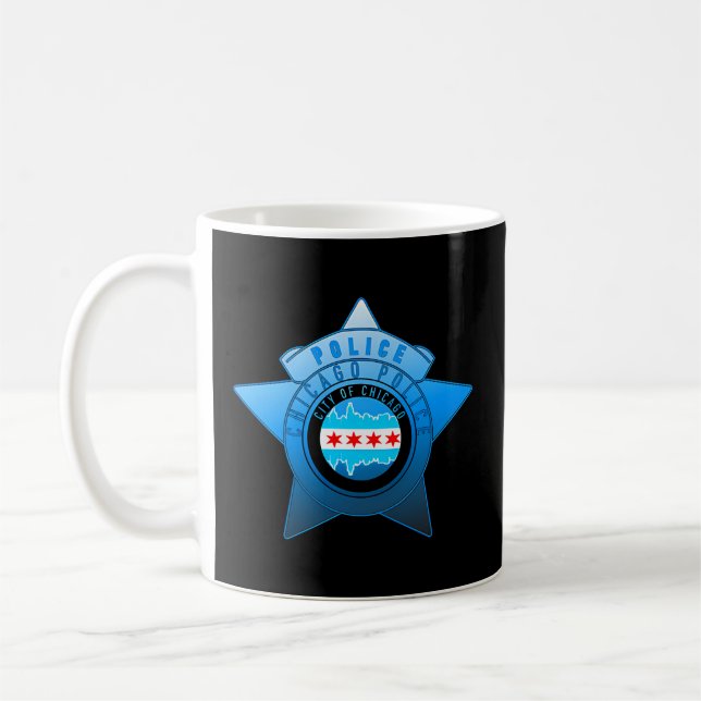Chicago Police Cpd Chicago Flagga and Police Badge Kaffemugg (Vänster)