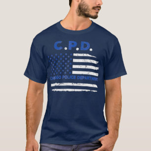 Chicago Police Officer American Flagga Thin Blue T Shirt