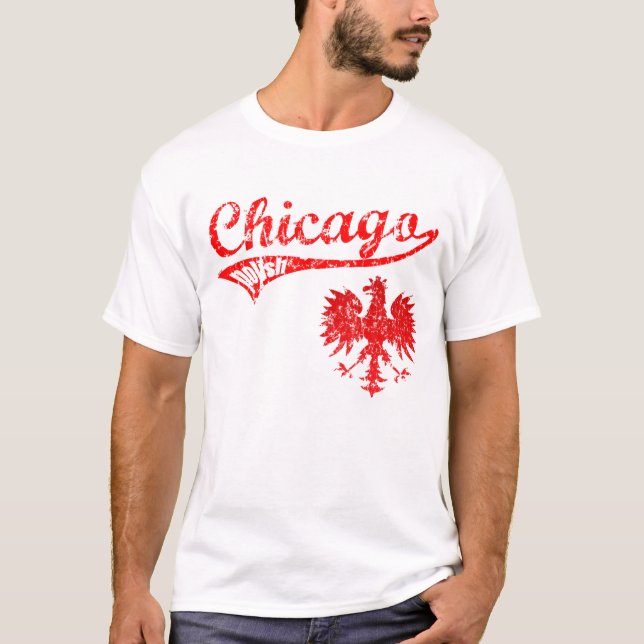 Chicago polsk baseballstil t shirt (Framsida)
