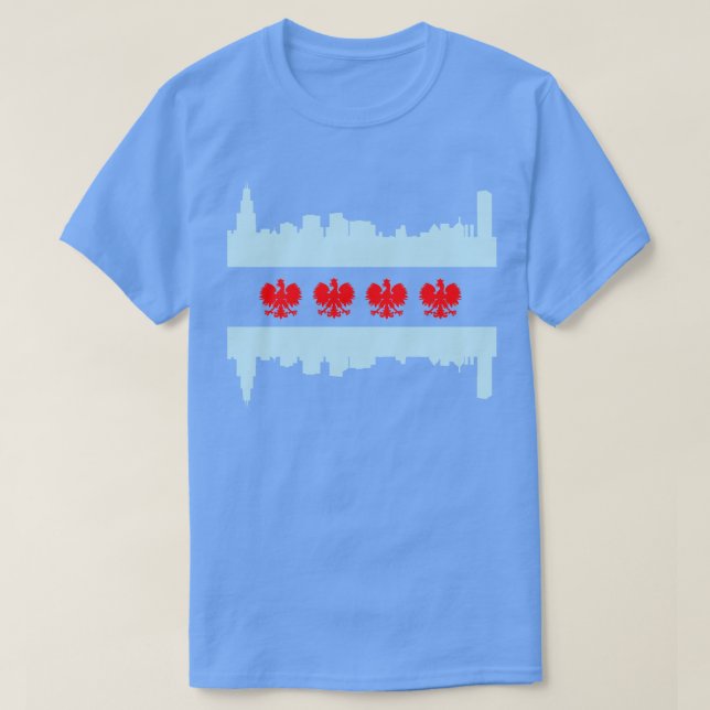 Chicago Polska American Flagga Skyline Polska Pole T Shirt (Design framsida)