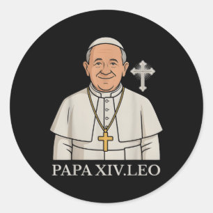 Chicago Pope Leo Xiv Da Pope Funny Meme Runt Klistermärke