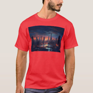 Chicago Postapokalyptiska Nyanser Cyberpunk Neon p T Shirt