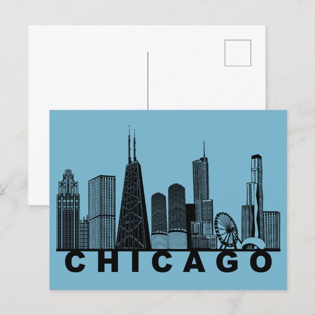 Chicago Postcard – Iconic Skyline Silhouette  Vykort (Fram/baksida)
