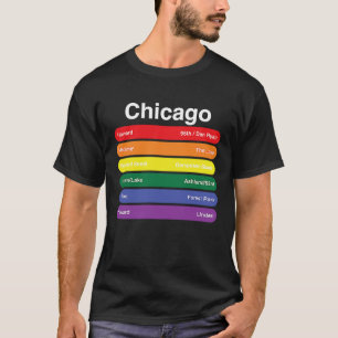 Chicago Pride Rainbow Flagga Färg Metro Raillines T Shirt