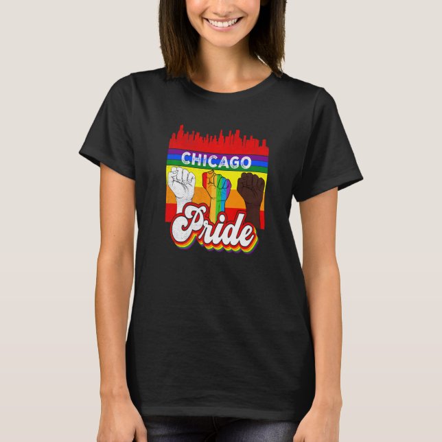 Chicago Pride Rainbow Gay pride Flagga Lgbt T Shirt (Framsida)