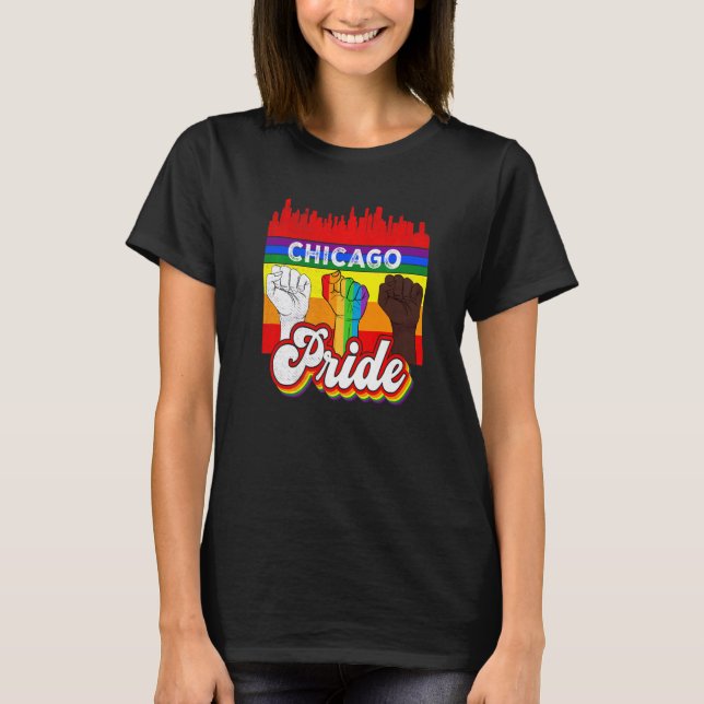 Chicago Pride Rainbow Gay pride Flagga Lgbt T Shirt (Framsida)