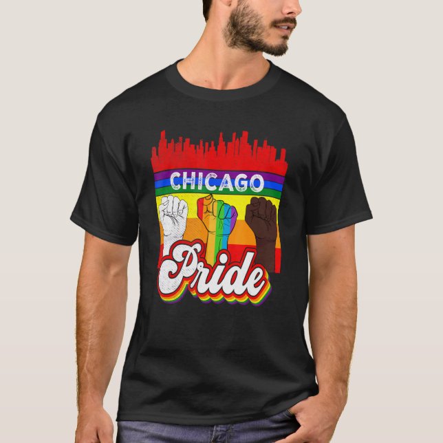 Chicago Pride Rainbow Gay pride    FlagLgbt T Shirt (Framsida)