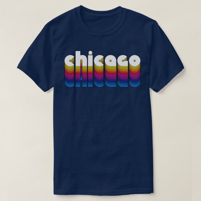 Chicago Pride Retro Rainbow Design T Shirt (Design framsida)