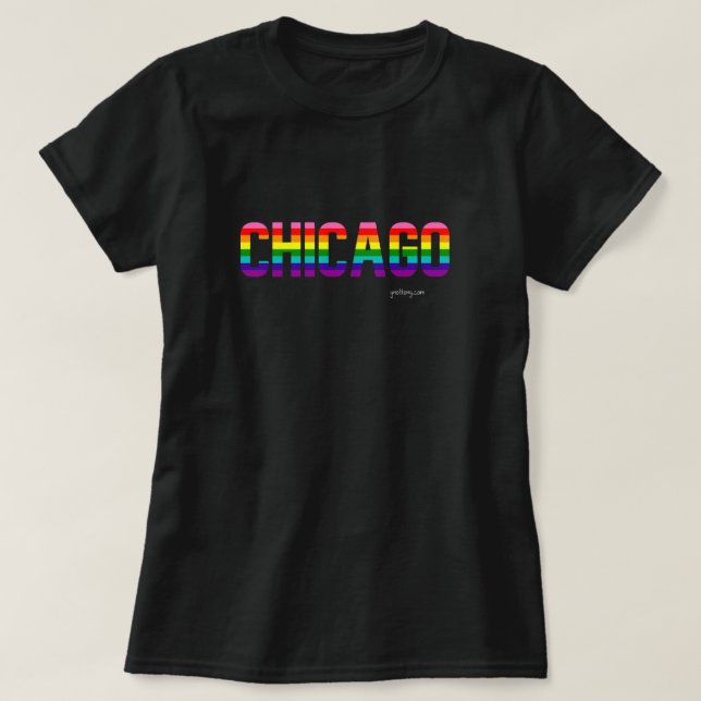 Chicago Pride T-shirt | Regnbåge Flagga (Design framsida)