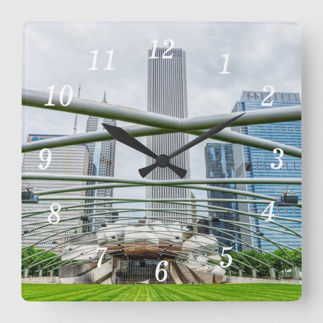 Chicago Pritzker Pavilion Wall Clock Fyrkantig Klocka (Framsida)