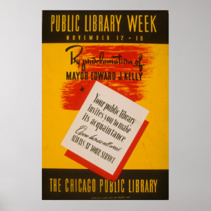 Chicago Public Bibliotek Vintage WPA Poster