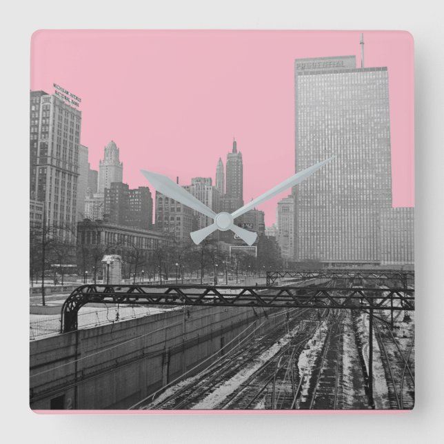 Chicago Rail Service Järnvägsslinga i centrala sta Fyrkantig Klocka (Framsida)