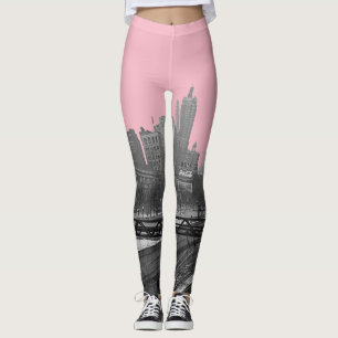 Chicago Rail Yards Downtown 1960's Railroad Photo Leggings