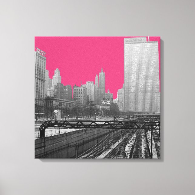 Chicago Rail Yards Loop Railroad 1960's Photo Canvastryck (Framsida)