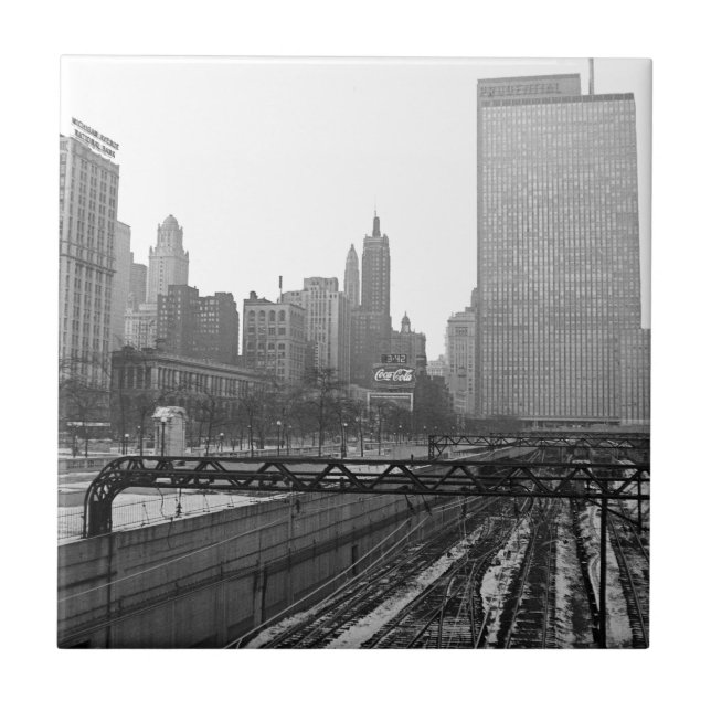 Chicago Rail Yards Michigan Avenue 1960's Photo Kakelplatta (Framsidan)