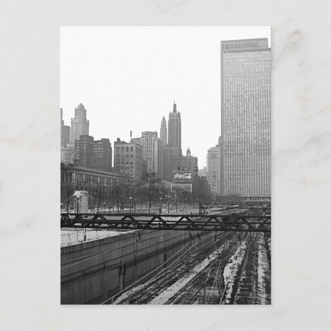 Chicago Rail Yards Michigan Avenue 1960's Photo Vykort (Framsida)